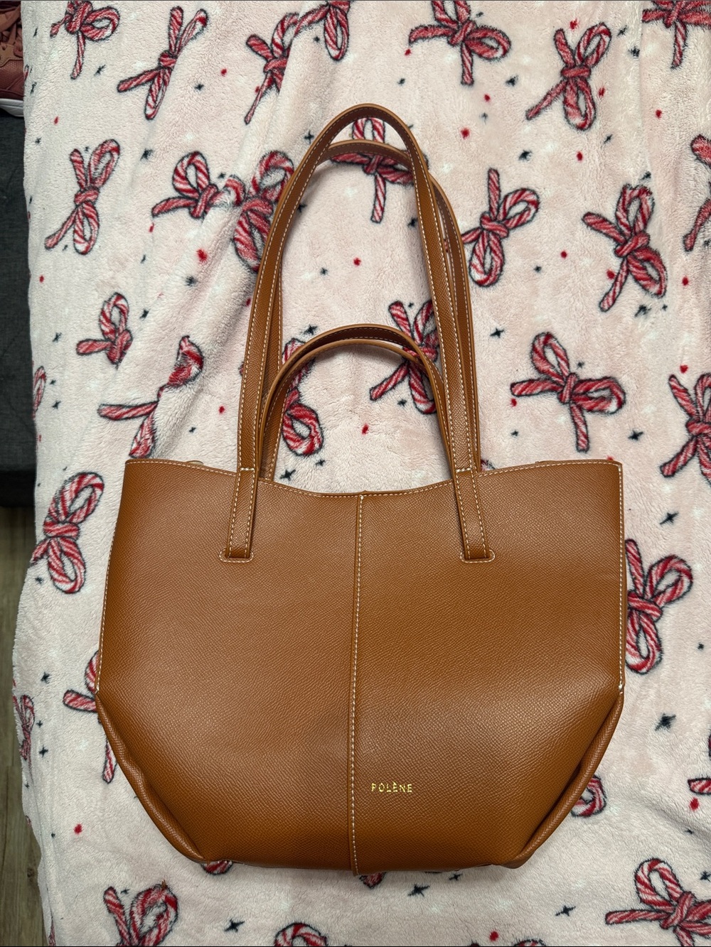 Polene Tan Leather Tote with Dual Handles